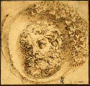 CARRACCI, Agostino Head of a Faun in a Concave (roundel) dsf Spain oil painting artist